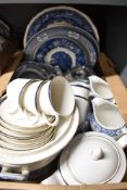 A collection of assorted blue and white ware including a Royal Doulton 'Oxford Blue' part tea