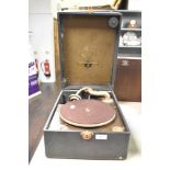 An early 20th century 'Columbia' cased gramophone of typical style and form, measuring 28cm x 40cm x