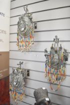 Three 20th-century African Tribal Art bronze tobacco pouches, presumed to be from the Bamum people