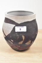 A contemporary Mary North studio pottery vase, featuring a hand thrown form and an abstract