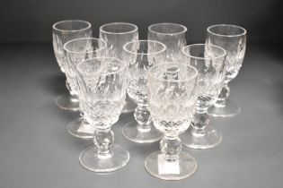 A quantity of 20th-century Irish Waterford crystal Colleen port wine glasses, featuring a diamond