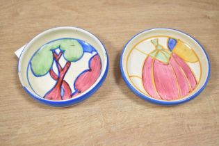 Two early 20th-century Art Deco Newport Pottery Fantasque Bizarre ware by Clarice Cliff pin trays,