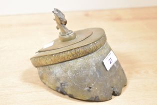 A Victorian brass-mounted horse hoof ashtray, made in commemoration of “Patrick,” who “died in