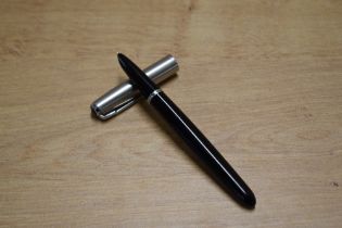 A Parker 51 aerometric fill fountain pen in Black with lustreloy cap