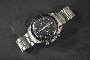 An Omega Speedmaster Professional Chronograph 'Moonwatch' wristwatch, the black dial having baton