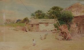 *Local Interest* Cuthbert Rigby (British 1850 - 1935) Watercolour, depicting chickens in a farm
