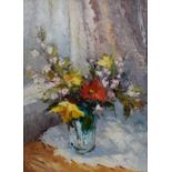 Valter Bezins (Latvian 1925-2009) Impasto oil on board, an impressionistic still life study