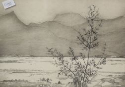 After Janet Bewick (British Contemporary) Drypoint etching 'Loch Sunart' a depiction of the Scottish