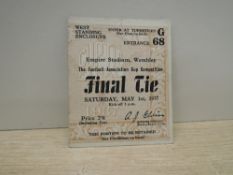 1937 FA Cup Final Ticket, 1st May, Entrance G68, West Standing Enclosure, Sunderland V Preston North