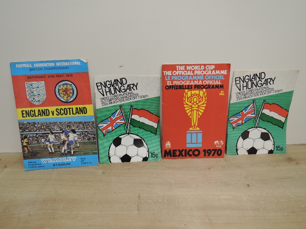 World Cup Programme and International Programmes, 1970 Mexico, 1975 England V Scotland, 1976 England