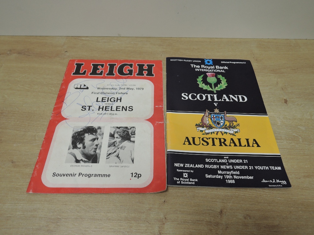 Rugby Programmes, 1988 Scotland V Australia Rugby Union, Rugby League 1979 Leigh V St Helens bearing - Image 5 of 5