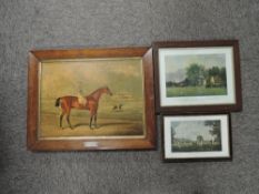 Sporting Prints, Memnon Race Horse with Jockey, framed 40cm x 50cm, After H Ladbrooke A Cricket