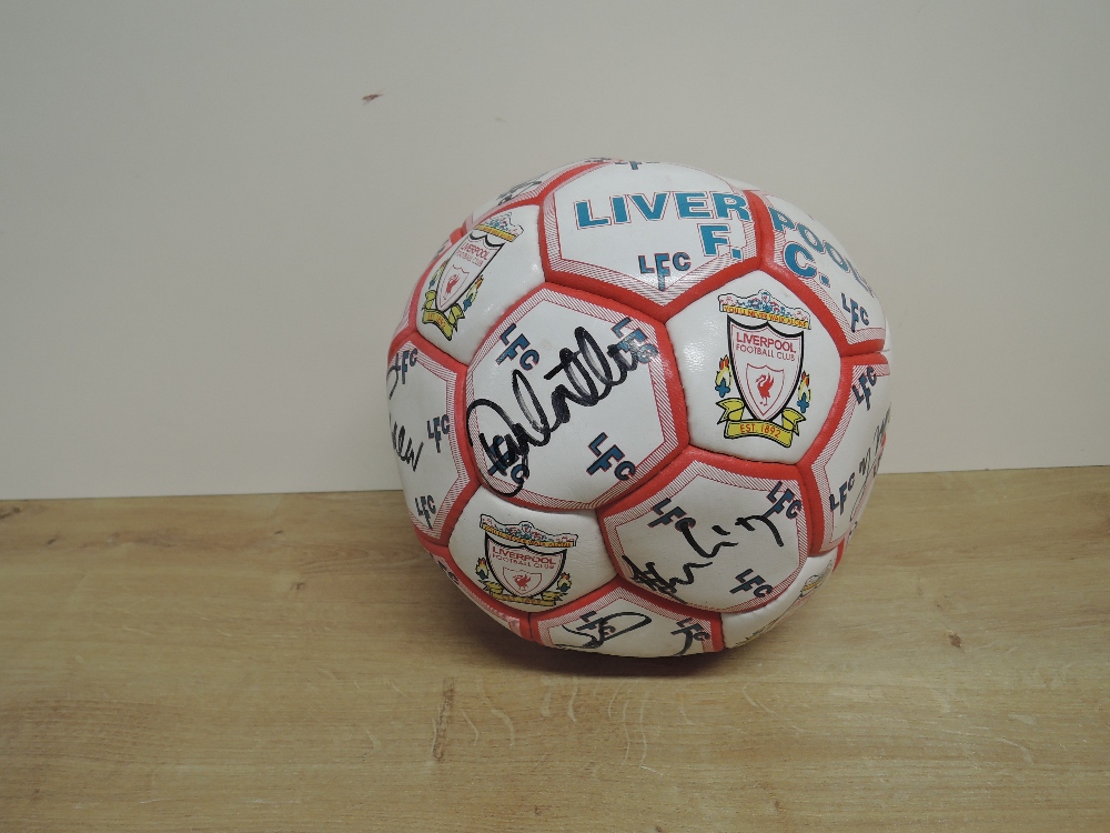 Circa 1994 Liverpool FC Football bearing many signatures believed to be from the players at the