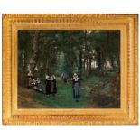 BRETON SCHOOL, LATE 19TH CENTURY Breton Women in a Woodland Oil on canvas, 73.