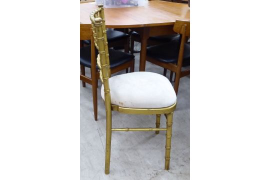 A gilt sprayed, bamboo effect bedroom chair with a mushroom coloured upholstered seat - Image 3 of 5