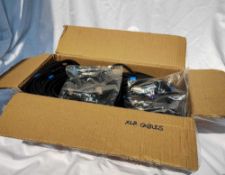 A box of XLR Cables together with a Box of TRS Cable Looms - 19 XLR cables of various lengths from