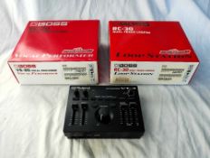A Boss VE-20 Vocal Performer together with a Boss RC-30 Loop Station and a Roland VT-4 Voice