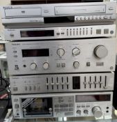 A Technics M250 stereo cassette deck together with a Technics SH-8015 Stereo Frequency Equalizer,
