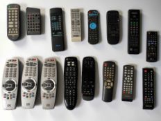 A collection of 16 Remote Controls, Hi-Fi, TV and Programmable remotes. Untested.