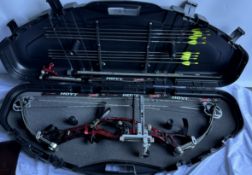 A Hoyt Vantage Elite compound bow with XT 2000 limbs together with a Pillarlock hard bow case,