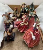 A collection of Royal Doulton figures including Omar Khayyam, HN2247, The Jester HN2016,