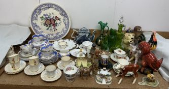 Coalport cottages together with a Beswick donkey, part tea services, floral decorated plate,