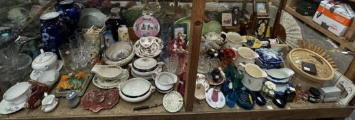 A large lot including pottery vases, Royal Doulton figures, highball set, part dinner set,