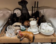 A Beswick Siamese cat together with collectors plates, party tea service, labrador figures,