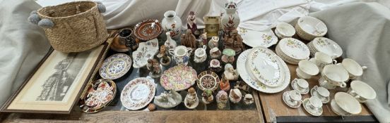 A Richmond Wild Anemone pattern part tea service together with Beswick Beatrix Potter figures,