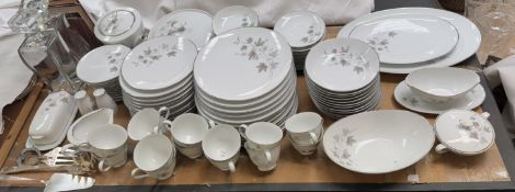 A Noritake part tea and dinner set together with a pair of Bohemia decanters,