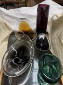 Assorted art glass bowls and jug