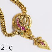 IMPORTANT VICTORIAN RUBY, DIAMOND AND EMERALD SNAKE NECKLACE