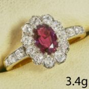 RUBY AND DIAMOND CLUSTER RING