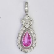 UNUSUAL PINK SAPPHIRE AND DIAMOND PENDANT