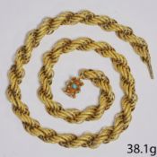 RARE GEORGIAN FANCY ROPE LINK NECKLACE WITH TURQUOISE BARREL CLASP