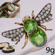 FINE ANTIQUE TOURMALINE AND DIAMOND INSECT BROOCH