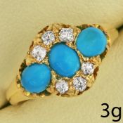 VICTORIAN TURQUOISE AND DIAMOND CLUSTER RING