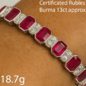FINE BURMA RUBY AND DIAMOND BRACELET