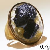 ANTIQUE HARDSTONE CAMEO RING