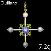 CARLO & ARTHUR GIULIANO, STAR SAPPHIRE AND ENAMEL PENDANT