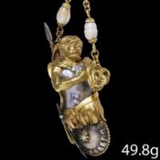 RARE ANTIQUE PEARL WARRIOR PENDANT