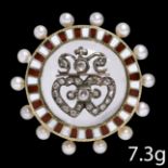 ANTIQUE ENAMEL, PEARL, DIAMOND AND ROCK CRYSTAL GOLD PENDANT AND CHAIN NECKLACE