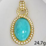 TURQUOISE AND DIAMOND GOLD PENDANT