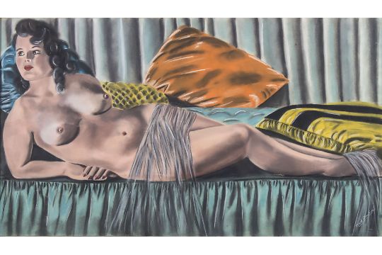 Unbekannter Künstler des 20. Jh., Pastell-Akt 'Pin-up' / A pastel nude 'Pin-up' - Bild 1 aus 5