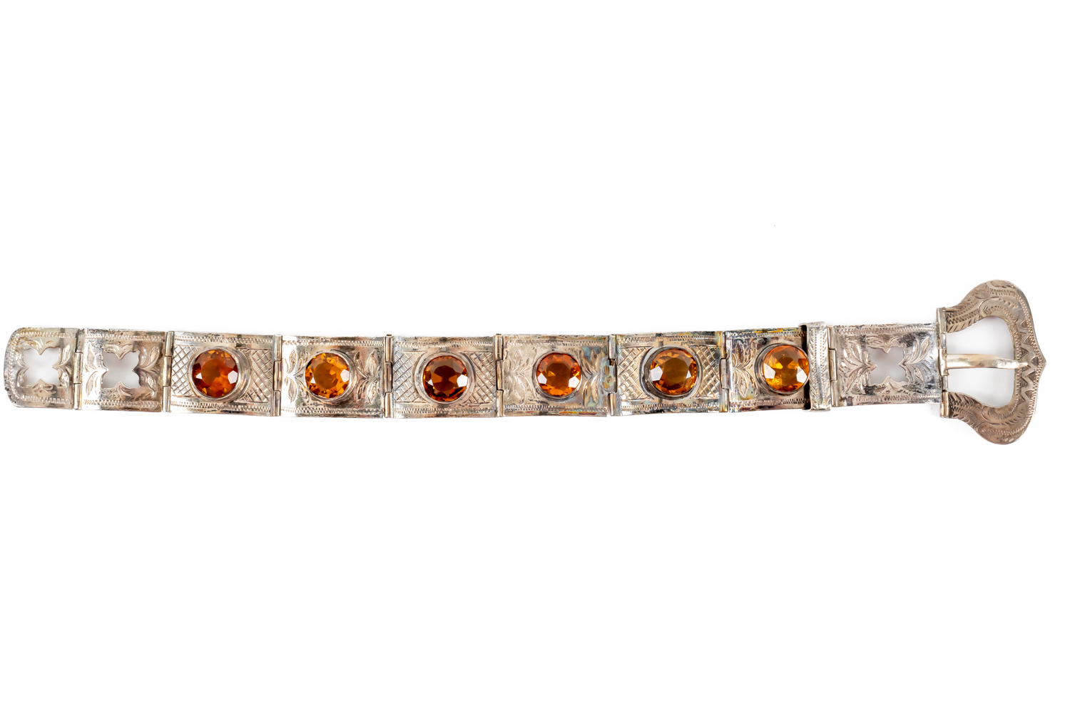 A SILVER AND CITRINE BRACELET (2) - Image 2 of 4