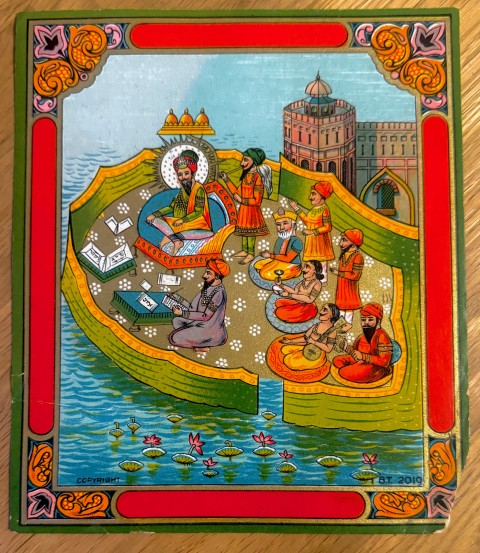 INDIA - PUNJAB - Original Early- Mid 1900s Pair of vintage Chromolithographed Sikh related Indian - Image 2 of 2