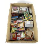 A box of various football cards