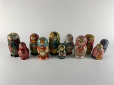 A selection of various Russian nesting dolls, the largest H 17cm