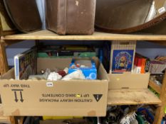 Shelf of dolls, Corgi Classics, board games and various other toys