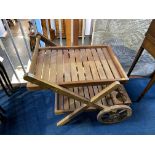 Teak garden trolley